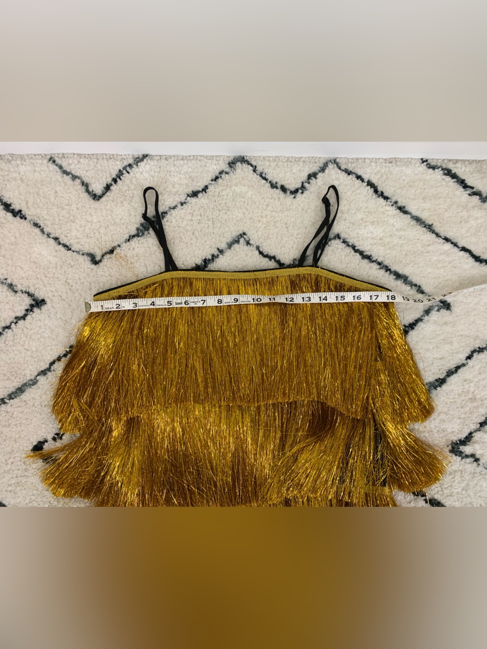 Nasty Gal Metallic Gold Tiered Fringe Tinsel Mini Dress Flapper Disco - Picture 8 of 9
